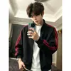 Sudadera con capucha de bloques de color a rayas para hombre 2026 Primavera Otoño Invierno Marca Americana de Moda Holgada Deportiva Casual Sudadera con Capucha Chaqueta