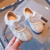 Zapatos de Cristal de Rendimiento de Moda Nuevos para Niña Primavera 2024 Zapatos de Baile para Niños Zapatos de Rendimiento con Lazo Suela Suave de Princesa