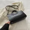 Bolso de Mano Anillo de Moda Ins Nueva Moda Primavera y Verano Color Sólido Casual Cocodrilo Bolso de Hombro Cruzado