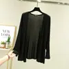 Nuevo cárdigan de punto para mujer de primavera y verano, chaqueta tipo chal fina de manga larga, prenda exterior de algodón modal, top tipo camisa ajustado para aire acondicionado