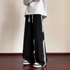 Jeans de Mezclilla Tres Rayas para Hombre, Pantalones Rectos Sueltos de Pierna Ancha Estilo Americano High Street, Marca de Moda, Cintura Elástica Retro Elegante