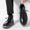Sapatos de Couro Camurça Northern Plus 2024 para Adolescentes, Bico Redondo, Sapatos de Couro Formais de Negócios de Cano Baixo com Cadarço Simples e Versátil para Homens