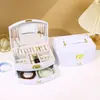 Caja de Joyería con Cerradura de Doble Capa Princess para Niños, Caja de Almacenamiento para Anillos, Collares y Pendientes, Caja de Joyería Portátil Estilo Cajón