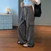 Pantalones de trabajo verde militar, 100% algodón, estilo unisex, nueva colección primavera/otoño, casual, color liso, corte holgado, tiro alto, pierna recta