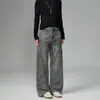 Jeans anchos unisex de estilo americano, resistentes, lavados, color Naranja Juvenil, corte holgado, estilizan, favorecedores, únicos y versátiles, de largo hasta el suelo