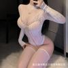 Meio Açúcar Gravidade Vazado Manga Longa Crochê Costas Nuas Peça Única Vestido de Tela Quente Tentação Apertado Elástico Sexy Vestido de Tela 7095
