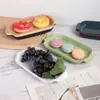 Pratos retangulares de plástico para servir rolinhos de arroz, pratos de churrasco e pratos de hot pot; uso comercial e doméstico; pratos para rolos de arroz com duas alças
