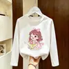 Camiseta Base de Manga Larga de Dibujos Animados para Niñas, Nueva Moda Primavera y Otoño 2026, Camiseta de Cuello Redondo para Niños Mayores, Camiseta Base de Algodón Puro