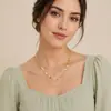 Joyería transfronteriza europea y americana moda geométrica cadena de cuentas de cobre collar apilado para mujer simple geométrica cadena de lentejuelas collar de círculo