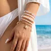 Bs0014 Moda Europea y Americana Estilo Étnico Estrella de Mar Concha Turquesa Perla Tobillera Bohemio Playa Joyería para Mujer