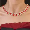Collar Redondo Incrustado de Diamantes Transfronterizo, Cadena para Clavícula de Nicho Elegante y Exquisita, Lujo Ligero, Versátil, Joyería de Gama Alta, Elegante al por Mayor