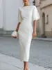 Vestido Elegante y con Estilo de Comercio Exterior, Color Sólido, Corte Ajustado, Estilo Sencillo para el Día a Día, Nuevo Verano-Otoño 2026, Transfronterizo Europeo y Americano