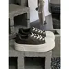 Novedad Otoño 2026 Moda Nueva Zapatillas Blancas de Cuero Genuino con Suela Gruesa para Aumentar Altura para Mujer, con Cordones, Transpirables, Casuales, Versátiles
