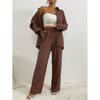 2025 Primavera y Otoño Popular Amazon Europeo y Americano Transfronterizo para Mujer Camisa de Cuello Cárdigan Suelto Casual Manga Larga Traje
