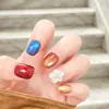 Uñas postizas hechas a mano estilo ojo de gato azules y rojas, elegantes y que iluminan, parches de uñas removibles estilo ojo de gato versátiles y suaves