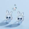 Aretes de conejo de plata esterlina 925 para estudiantes, aretes lindos adecuados para cabello corto, aretes creativos japoneses de verano fresco