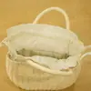 Bolso de Mano Tejido Estilo Bosque Simple Nuevo Primavera Bolso de Paja Cierre de Cordón Lindo Bolso de Playa