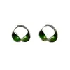 Brincos Únicos de Esmalte Verde para Mulheres, Argolas Simples e Sofisticadas com Personalidade Minimalista e Elegante