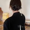 Horquilla de ébano antigua con borla china, horquilla para el pelo de cheongsam, horquilla para el pelo de Hanfu, horquilla para el pelo, accesorios para la cabeza, falda de caballo