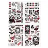 Pegatinas de Tatuaje de Cara de Fantasma Payaso de Halloween Transfronterizas Pegatinas de Tatuaje para Brazo y Cara del Escuadrón Suicida