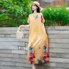Vestido Longo de Algodão e Seda de Alto Padrão para o Verão 2026, Tendência Este Ano, Vestido Longo Étnico Estilo Yunnan, Vestido de Praia para Férias, Efeito Emagrecedor