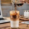 Café copo de vidro borossilicato resistente ao calor simples alargado gelo copo de café americano latte copo para bebida padrão impresso