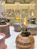Lámpara de queroseno casera lámpara de ghee cabeza de lámpara de queroseno antigua pantalla de lámpara de vidrio verde accesorios para lámpara de aceite cabeza de lámpara atenuación recipiente para vino