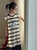 Vestido para Niña 2026 Estilo Verano Niña Bebé Estilo Coreano Rayado Sin Mangas Chaleco Vestido Niños Cuello Redondo Casual Holgado Tejido Largo