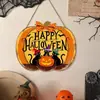 Letrero de Madera Colgante de Calabaza de Halloween Decoración de Pared para Dormitorio Sala de Estar Decoración de Fiesta de Halloween Letrero de Puerta Colgador de Puerta