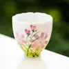Xícara de Chá Cerâmica Margarida de Primavera Pintada à Mão, Xícara de Chá Pessoal, Conjunto de Chá Requintado, Xícara Única