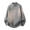 Otoño Invierno Nuevo Diseño de Moda Cuello Semi Alto Cremallera Casual Tejido Suéter Hombre