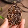 Amuleto de Buda tallado en palo de rosa africano natural, colgante de Guanyin para hombres y mujeres, collar inspirado en Zen, regalo de vacaciones