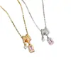 Nuevo Collar Cuadrado con Borla de Acero de Titanio para Mujer Dulce Fresco Diseño de Nicho Cadena para Clavícula de Alto Grado con Circonita Microincrustada Estilo Ins