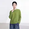 Blusa de tricô casual de outono, versátil, de corte solto com ombros caídos e mangas morcego, modeladora e elegante, versátil, estilo Issey Miyake