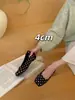 Zapatos de mujer con 4 cm de aumento de altura interna, adecuados para primavera y otoño, punta cuadrada, lunares negros, boca poco profunda, elegantes zapatos de noche, mocasines