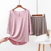 Algodón Transpirable Holgado Casual Ropa de Casa Verano Delgado Talla Grande Mangas de Murciélago Holgadas para Mujer Cuello en V Shorts Conjunto de Dos Piezas