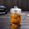 Taza de té de vidrio resistente al calor engrosada con tapa filtro taza para té de burbujas taza para beber transparente con asa taza para té de flores