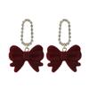Aretes de Moño Rojo Súper Lindos Reunión Anual de Navidad Nicho Elegante Princesa Lujo Celebridad Aretes Franceses para Cena