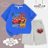 Ropa para Niños Cars Rayo McQueen Conjunto Deportivo Casual de Verano de Dos Piezas con Pantalón Corto de Manga Corta