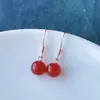 Brincos de ágata vermelha natural, banhados a ouro 14k, design minimalista, formato de laço, modernos e luxuosos, disponíveis para dropshipping