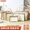 Presente de Roupa DIY Saco de Linho Bolsa Tote Feita à Mão Saco de Linho Grafite Saco Tote Lembrança