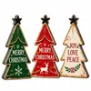 Árvore de Natal Desgastada de Natal Conjunto de Três Peças de Madeira Enfeites de Feriado Centro de Mesa Decoração de Mesa Enfeites de Madeira