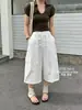 Pantalones Cargo de Cinco Puntos Plisados con Cordón Estilo Americano para Mujer, Novedad Verano 2026 Estilo Callejero Sueltos Rectos Pierna Ancha Versátiles
