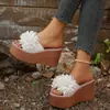 Sandalias de Plataforma con Cuña Gruesa, Impermeables, de una Sola Tira, con Diseño Floral, para Mujer, Tallas Grandes, Novedad de Verano, Comercio Exterior al por Mayor