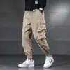 Calça Cargo com Forro de Lã Estilo Vibe Americana para Homens, Tendência Outono e Inverno High Street Solta Jogger Calça Casual Calça Longa para Exterior
