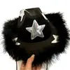 Fiesta de Despedida de Soltera Transfronteriza Estrella Novia Sombrero de Mezclilla Desgastado Negro Sombrero de Mezclilla Desgastado para Boda Cumpleaños de Mujer