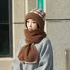 Gorro de Punto para Invierno y Bufanda Integrada Estilo Cruzado Sombrero para Viento y Nieve Más Gorro de Lana Peludo para Mujer con Hebilla Protección para el Cuello Sombrero de Terciopelo de Ardilla