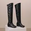 48 Botas Mesa de Agua Nuevo talla extra Botas de Caballero Botas Tacón de Cuña Interior Botas Altas hasta la Rodilla Comercio Exterior Remache Casual Generación 40 Mujer
