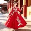 Vestido Hanfu outono e inverno estilo chinês para meninas, saia ru bordada vintage, terno Tang estilo antigo de manga comprida, roupas étnicas infantis