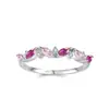 Anel Geométrico Rosa Zircônia S925 Prata Totalmente Novo Venda Quente Transfronteiriça Anel para Dedo Indicador Feminino Luxo Acessível Design de Nicho